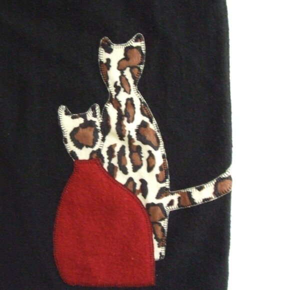 Penningtons sweater vest cute kitty cat black plus size wool maxi cardigan 1X - Picture 16 of 16